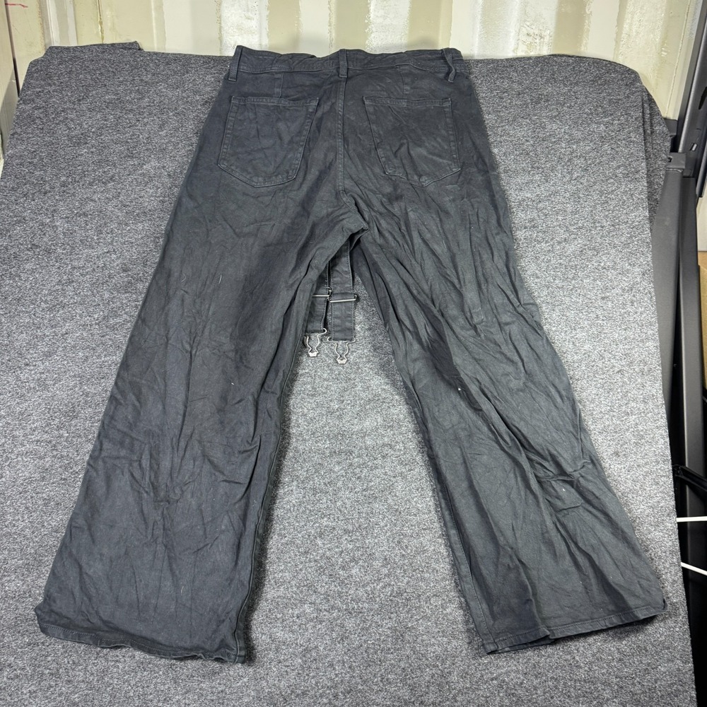 Universal Thread Jeans Overalls Womens 14 Black Dark Wash Denim Pockets Wide Leg